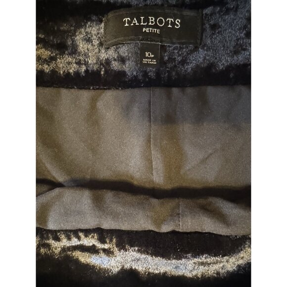 Talbots Dress Pants 10P Black Velvet Flat Front Side Zip Classic Wide Leg $139 - Picture 8 of 10